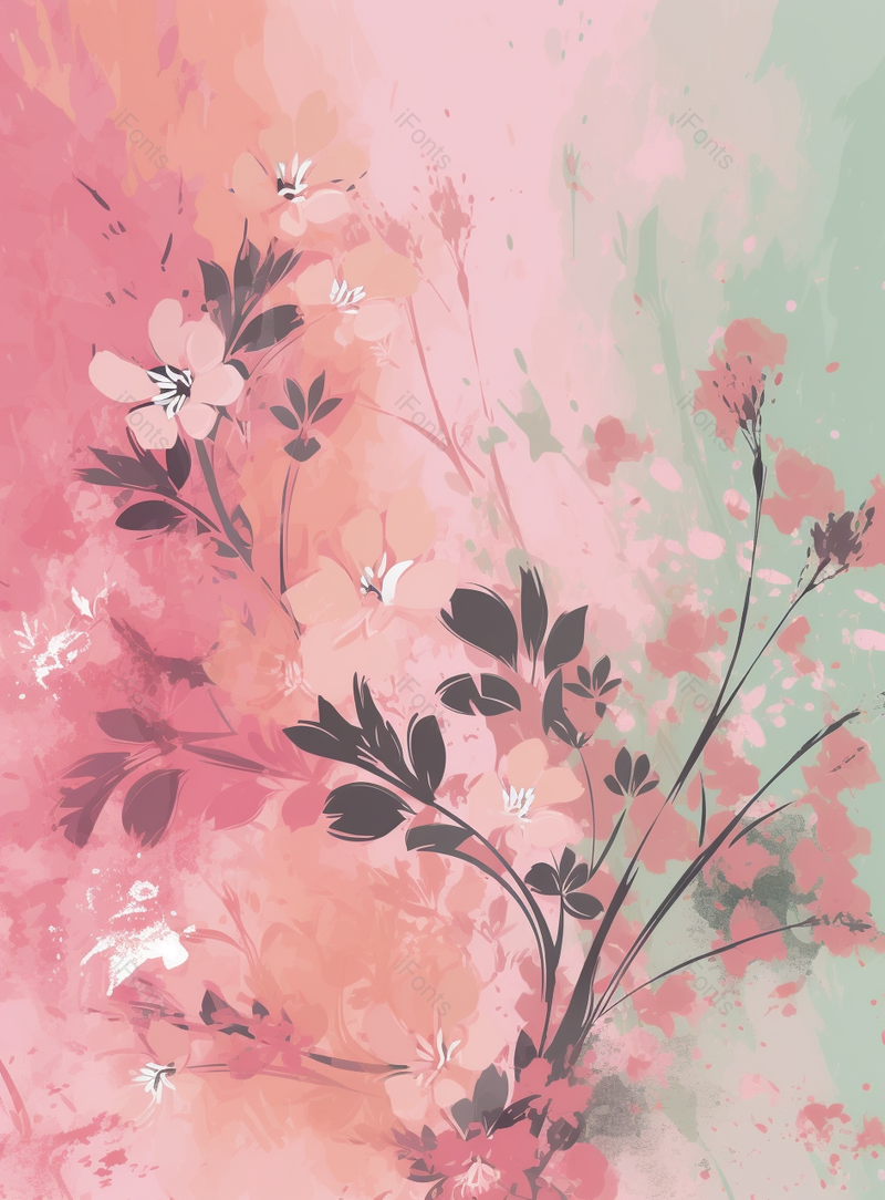 抽象手绘粉色花草背景,插画/手绘图,插画/手绘图库,插画/手绘图下载,插画/手绘
